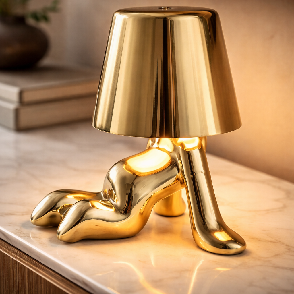 Lampe de Table Homme Doré Chrome Nordique Rechargeable