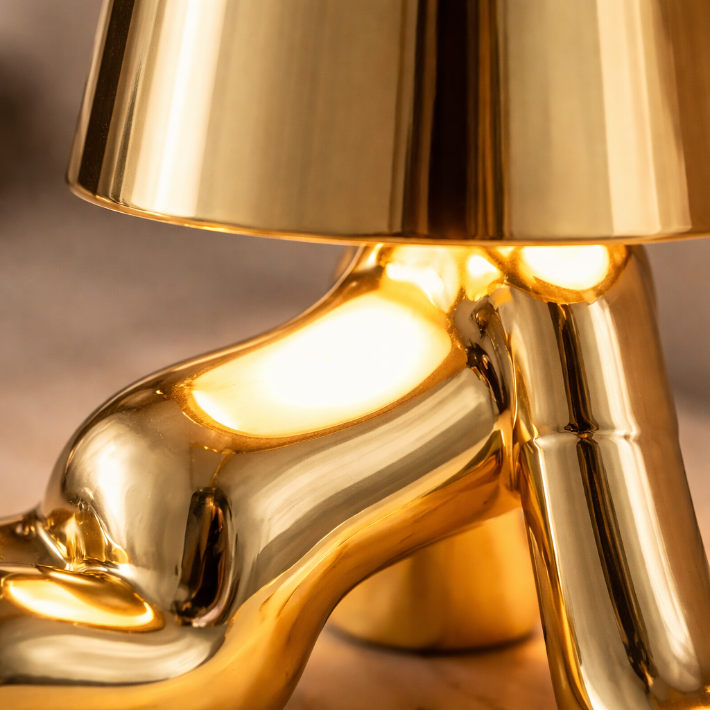 Lampe de Table Homme Doré Chrome Nordique Rechargeable