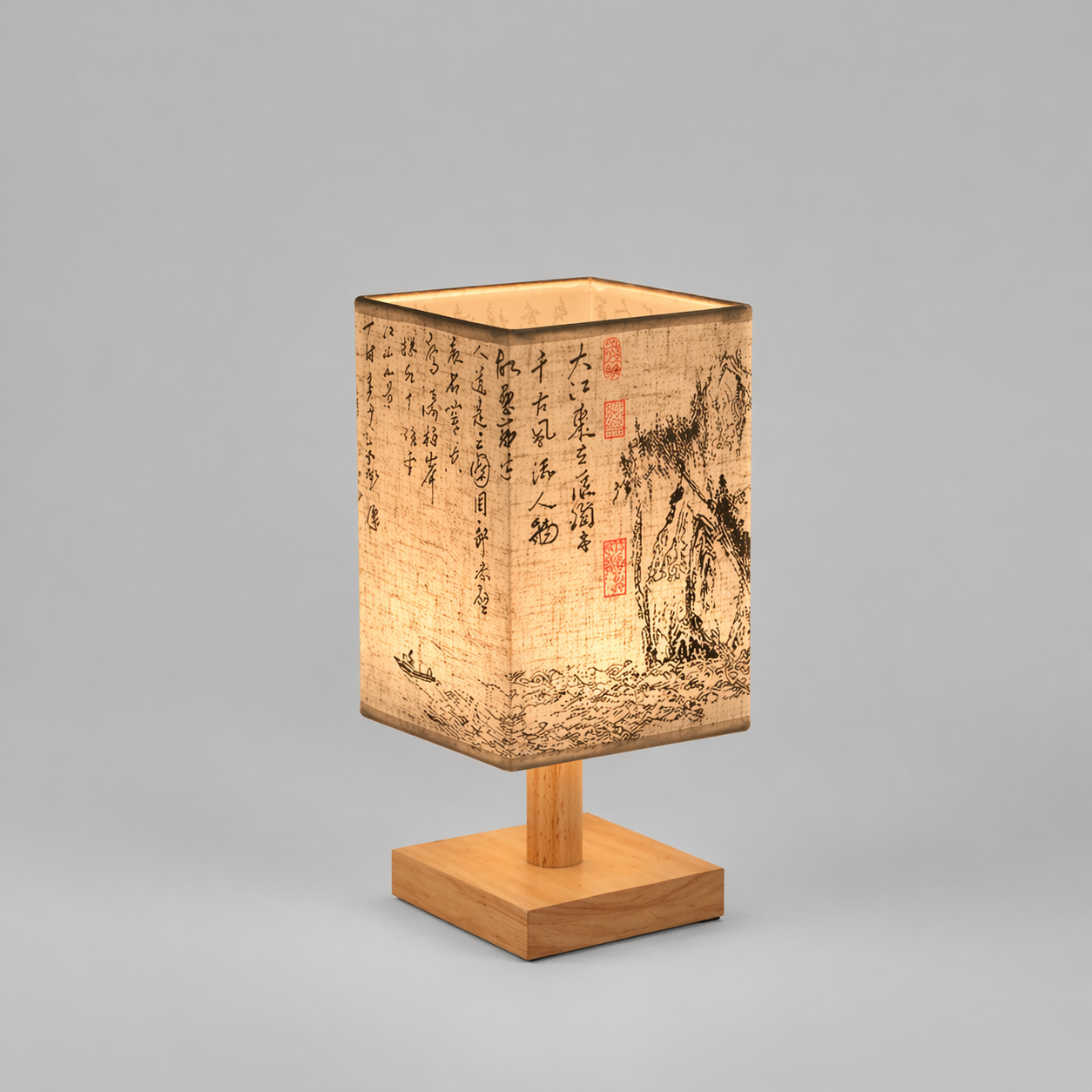 Lampe Style Chinois en Bois et Tissu