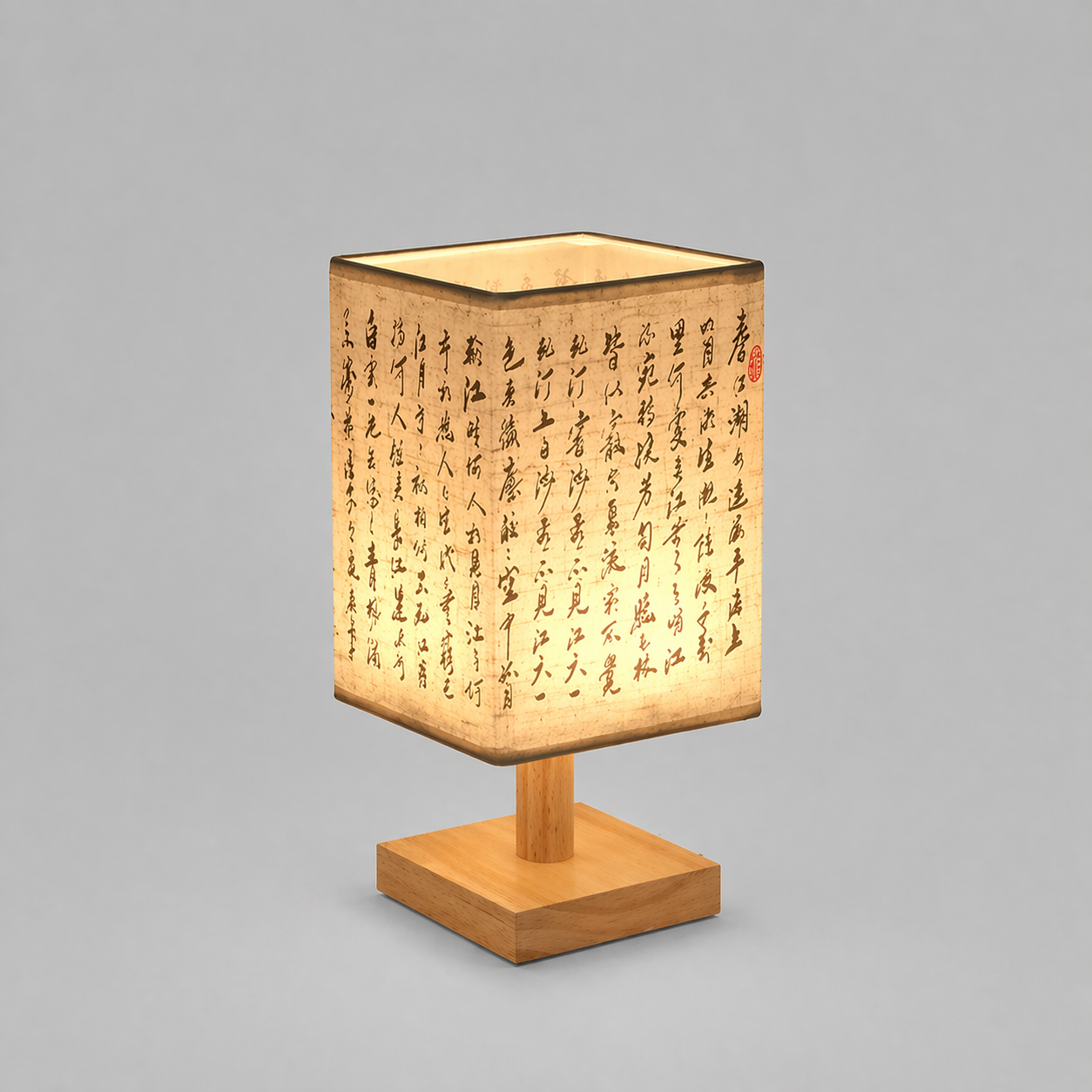Lampe Style Chinois en Bois et Tissu