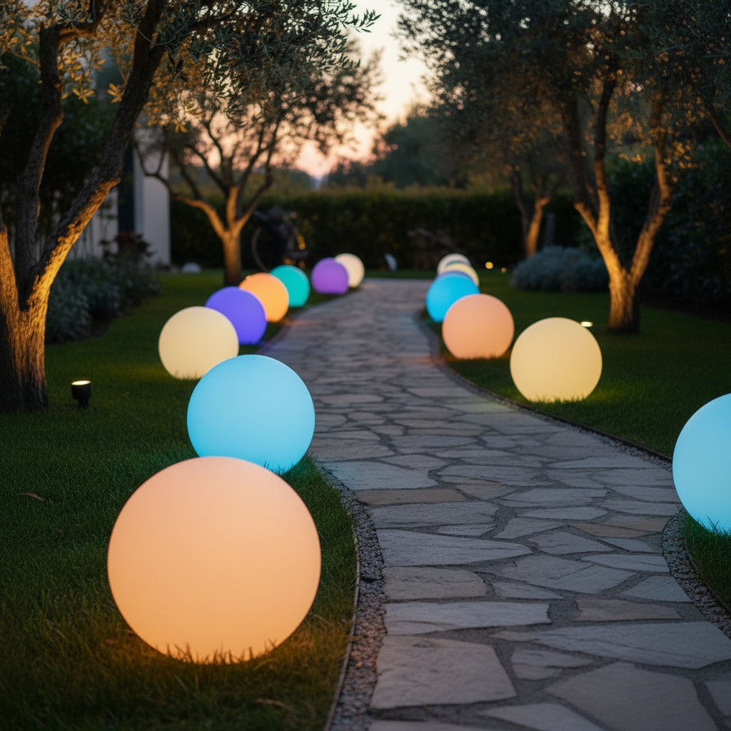 Lampe Boule LED Extérieure Étanche Rechargeable