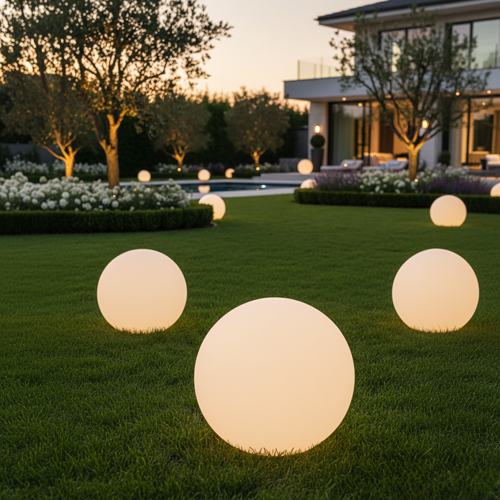 Lampe Boule LED Extérieure Étanche Rechargeable