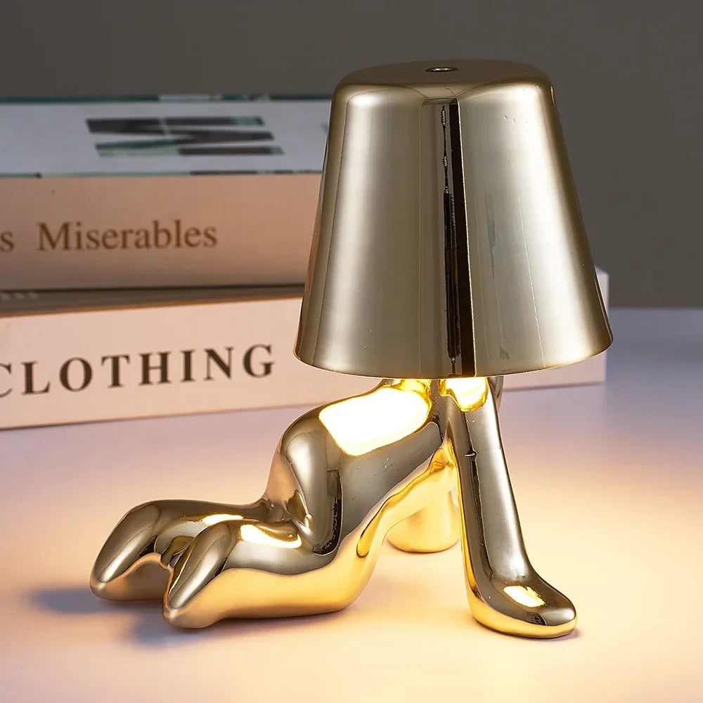 Lampe de Table Homme Doré Chrome Nordique Rechargeable